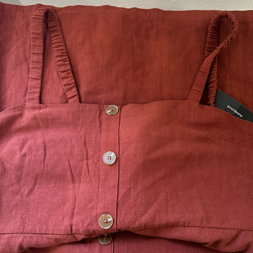 Cotton linen Rust color lulu’s summer dress size XL New with tags - Picture 6 of 6